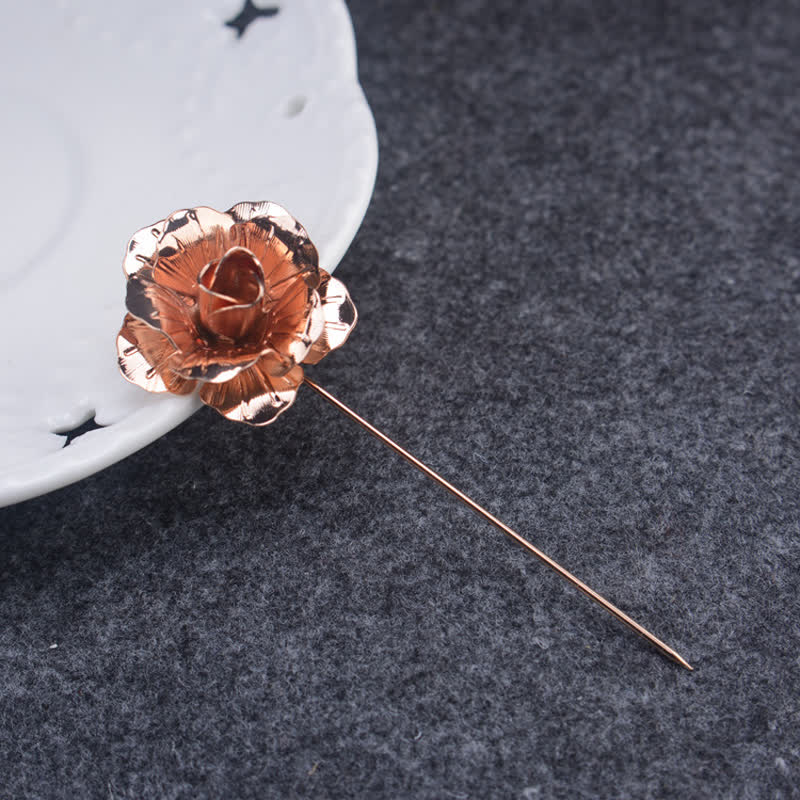 Men's Metal Rose Flower Brooch Pin - image 10
