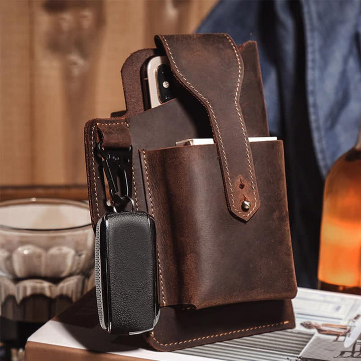 Minimalist Phone Crazy Horse Leather Belt Bag - image 0