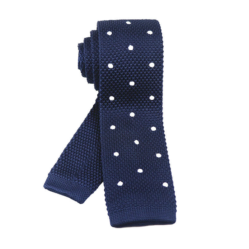 Men's White Polka Dot Knitted Necktie - image 9