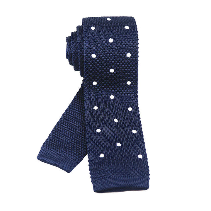 Men's White Polka Dot Knitted Necktie - image 9