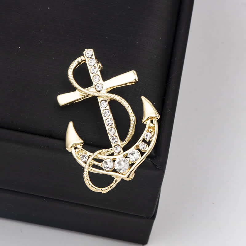 Men's Sea Boat Anchor Brooch - Gold - image 2