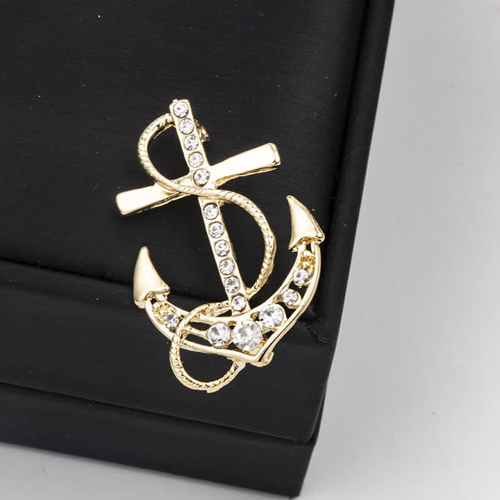 Men's Sea Boat Anchor Brooch - Gold - image 2