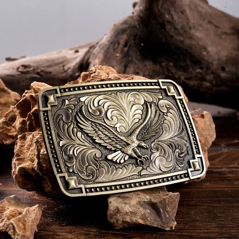 Men's DIY Soaring Eagle In Dreamy Sky Buckle Leather Belt - image 0
