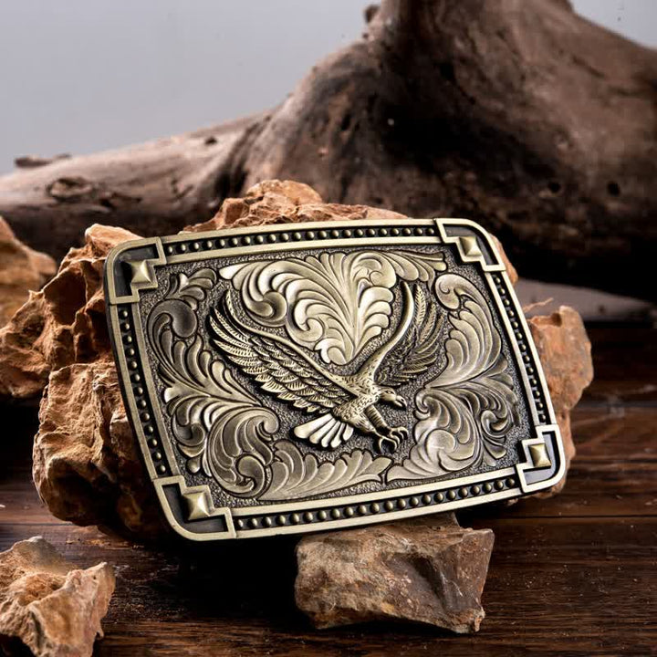Men's DIY Soaring Eagle In Dreamy Sky Buckle Leather Belt - image 0