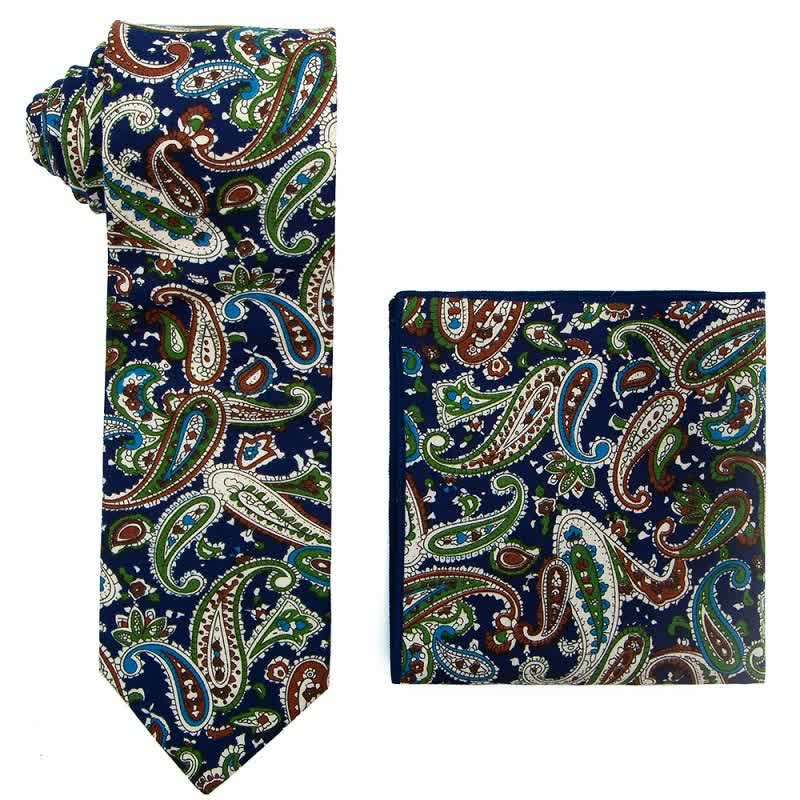 2Pcs Men's Exotic Paisley Necktie Set - Green - image 10