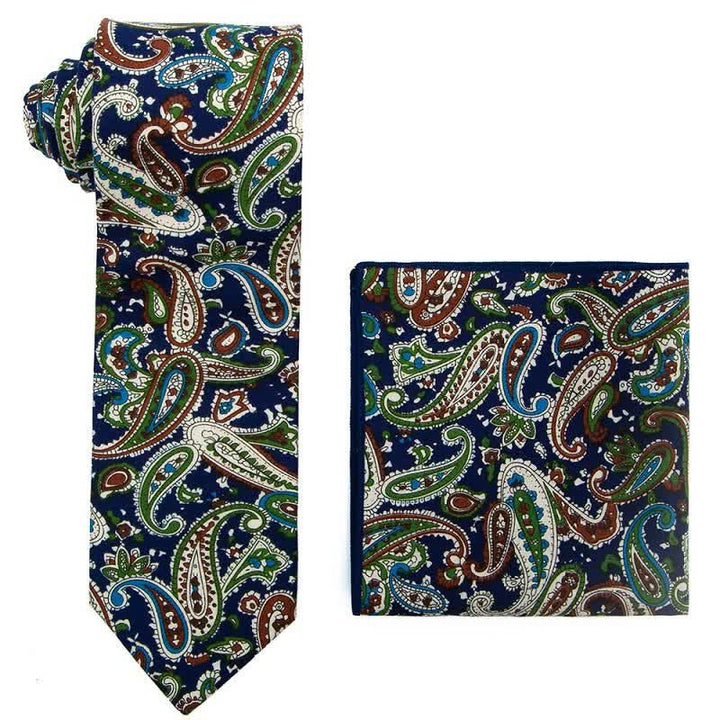 2Pcs Men's Exotic Paisley Necktie Set - Green - image 10