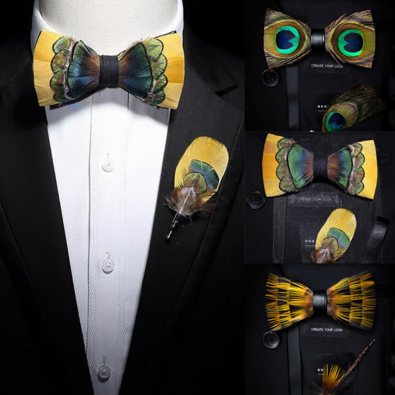 Yellow Peacock Feather Bow Tie Collection Bundle - Yellow Collection - image 3