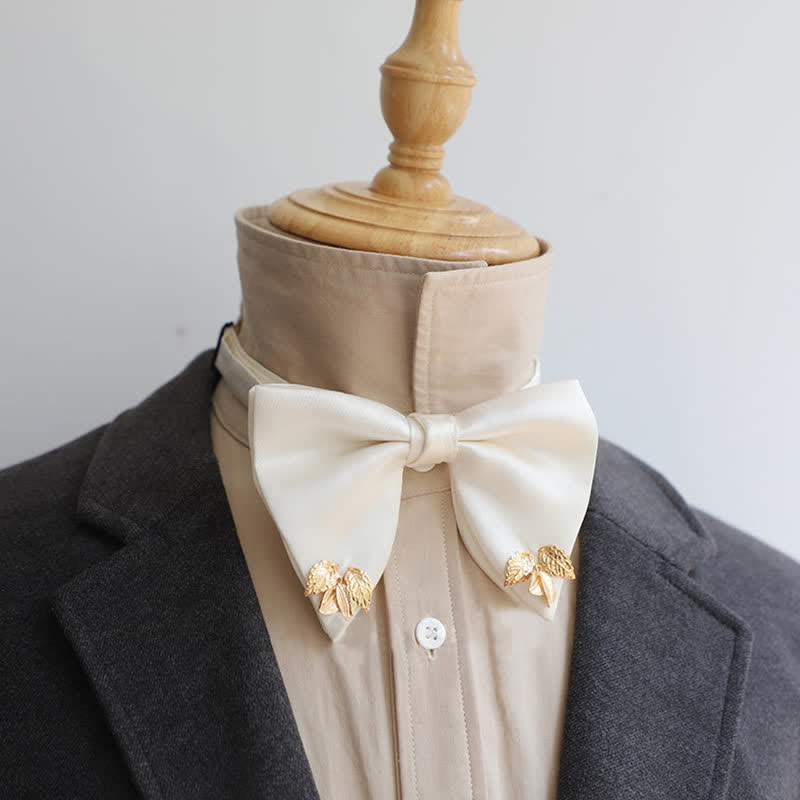 Men's Double-Layers Leaves Oversized Bow Tie Pocket Square - image 0