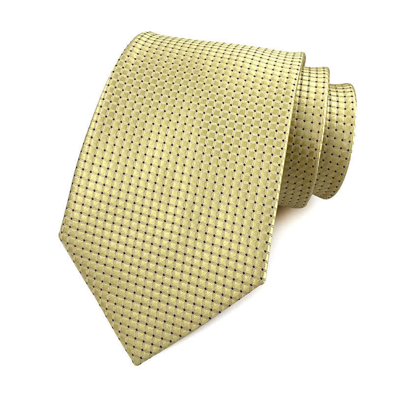 Men's Solid Color Subtle Checked Office Necktie - Khaki - image 4