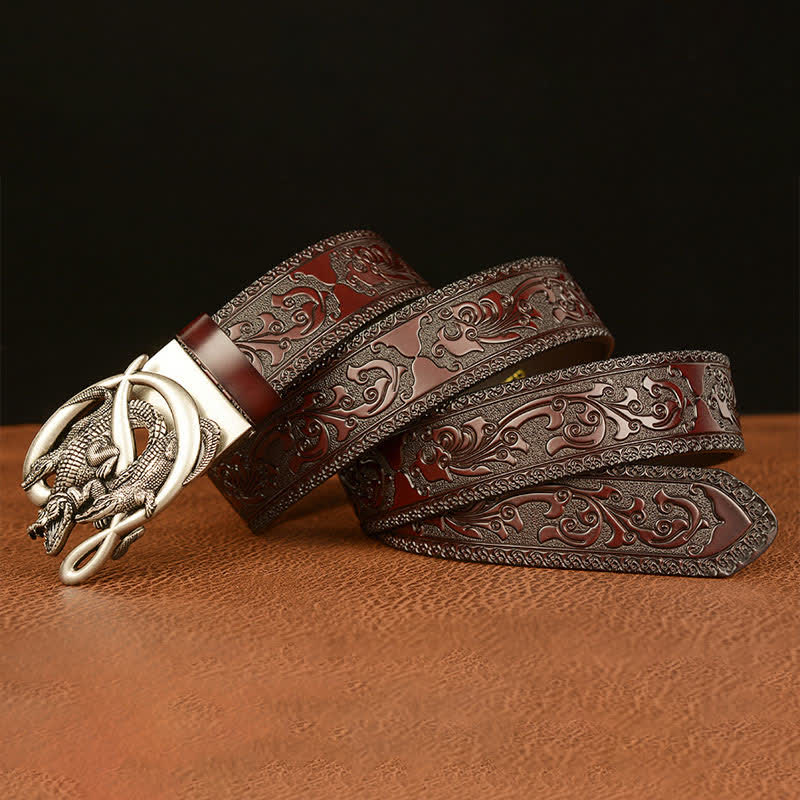 Men's Crocodile Buckle Embossing Leather Belt - image 15