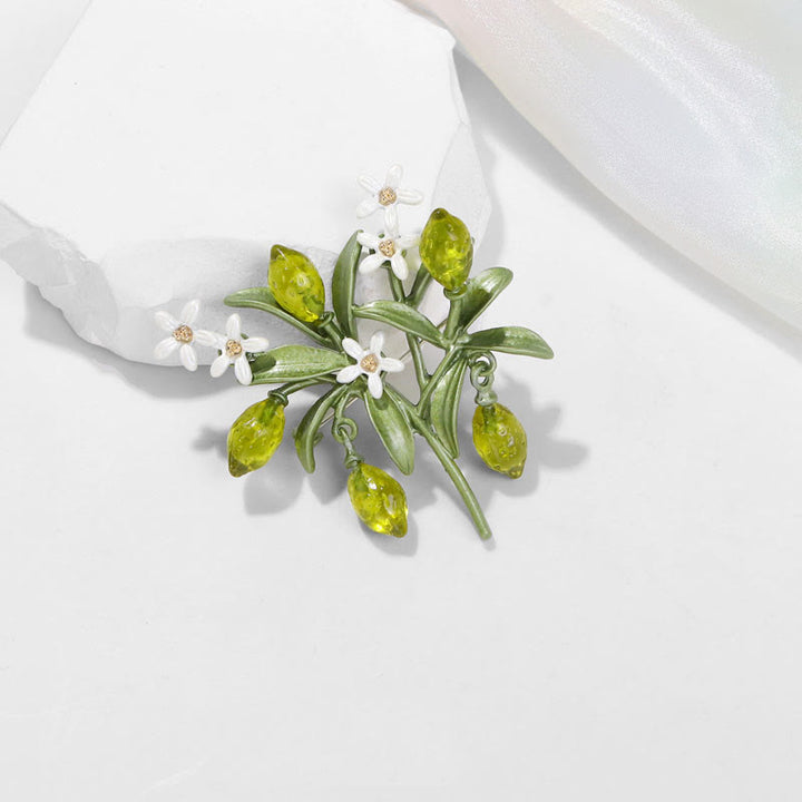 Women's Green Plant Lemon Drop Brooch  - image 4