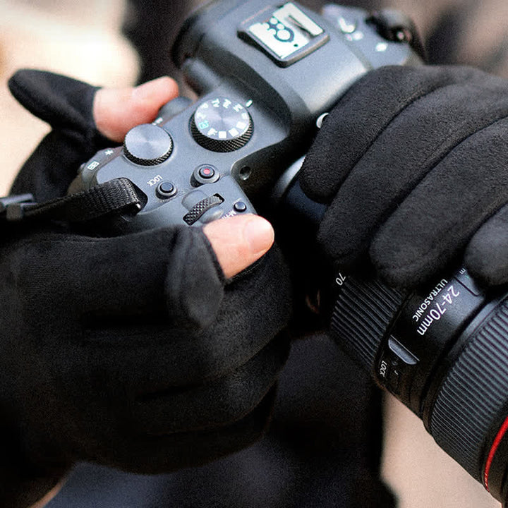 Suede Thermal Velvet Split Finger Gloves - image 11