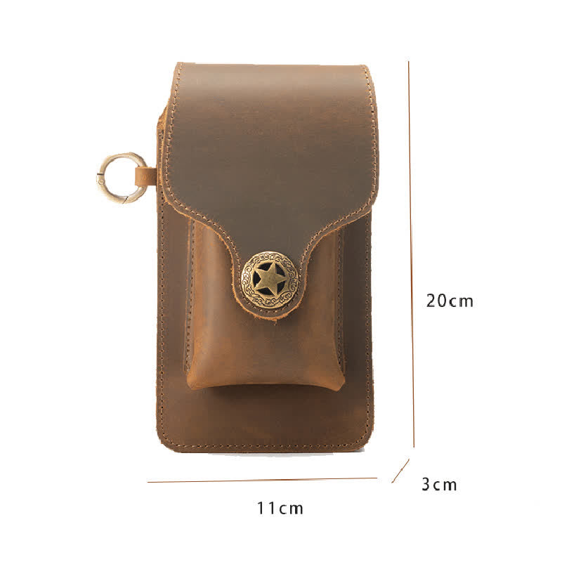 Leather Outdoor Magnetic Star Buckle Phone Belt Bag - image 6