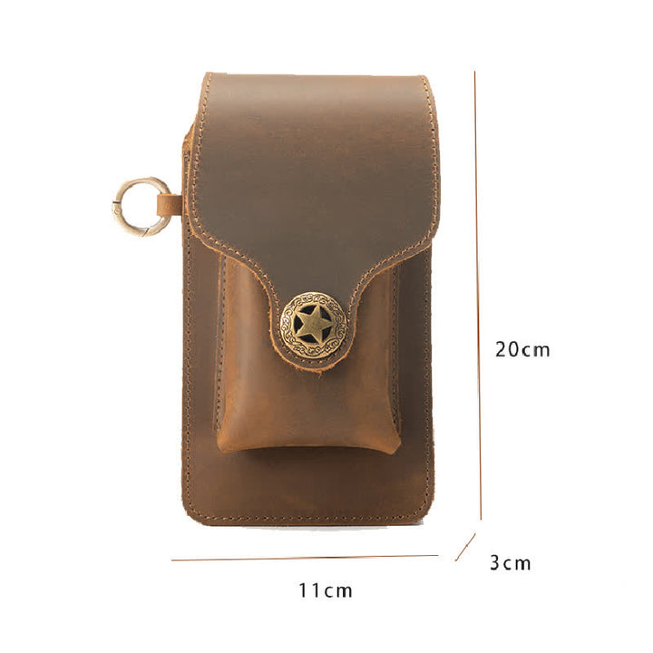 Leather Outdoor Magnetic Star Buckle Phone Belt Bag - image 6