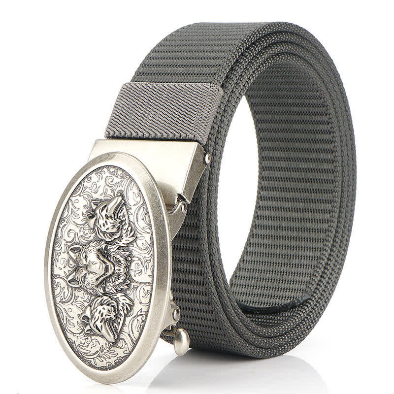Men's Hungry Wolves Simple Nylon Belt - Gray / Silver - 48" - image 12