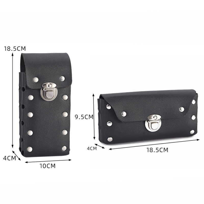 Rivet Decor Button Universal Phone Leather Belt Bag - image 10