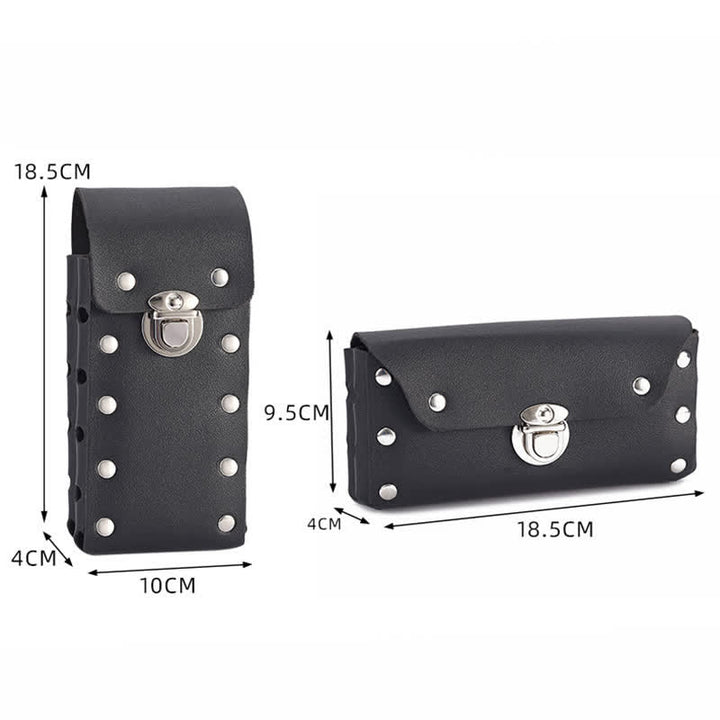 Rivet Decor Button Universal Phone Leather Belt Bag - image 10