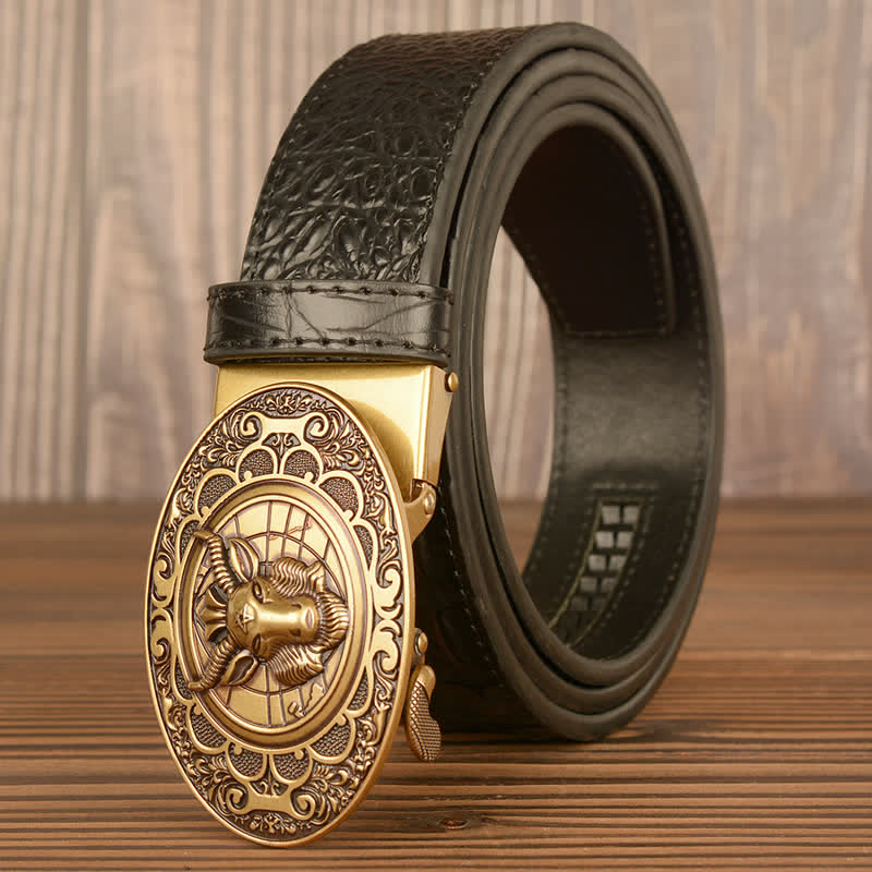 Men's Wild Goat Alligator Pattern Leather Belt - image 2