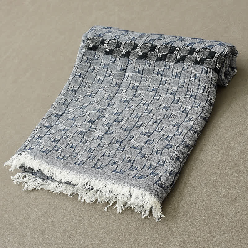 Men's Unique Crinkly Checkered Tassel Scarf - image 2