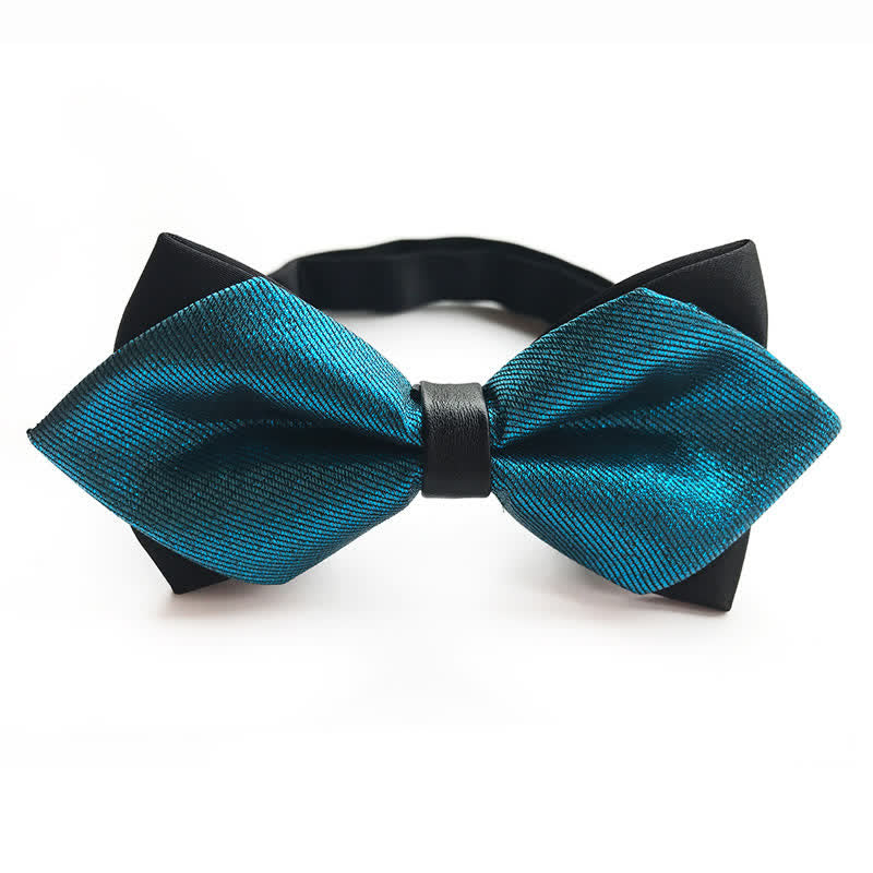Men's Teal Double-layer Twill Pointy Bow Tie - Teal - image 0