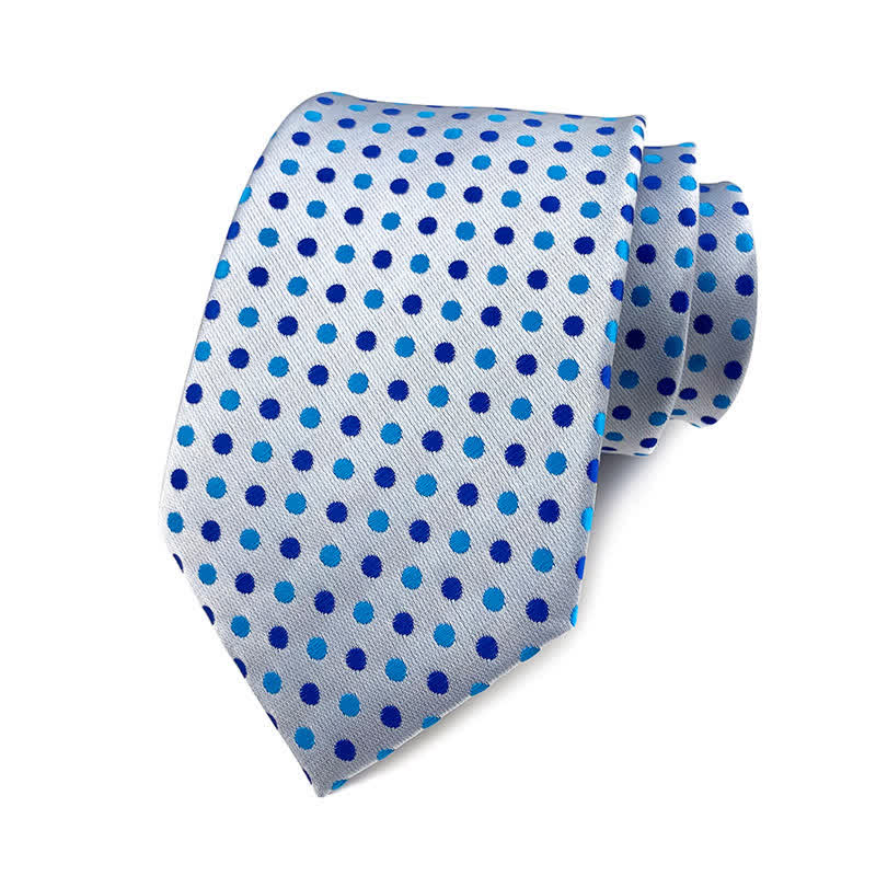 Men's Polka Dots Necktie - Small Dots - Light Blue - image 12