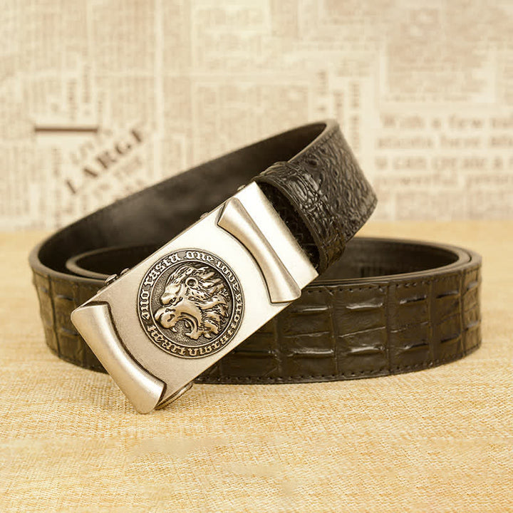 Men's Lion Head Alligator Pattern Leather Belt - image 17