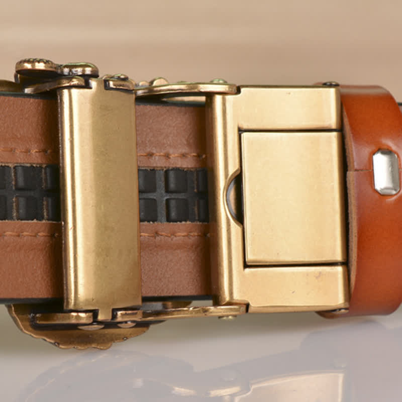Men's Hollow Eagle Buckle Embossed Leather Belt - image 6