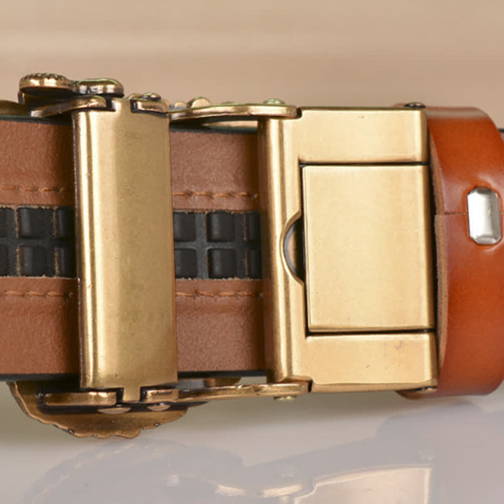 Men's Hollow Eagle Buckle Embossed Leather Belt - image 6