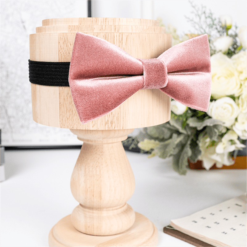 Men's Dusty Pink Solid Color Velvet Bow Tie - image 3