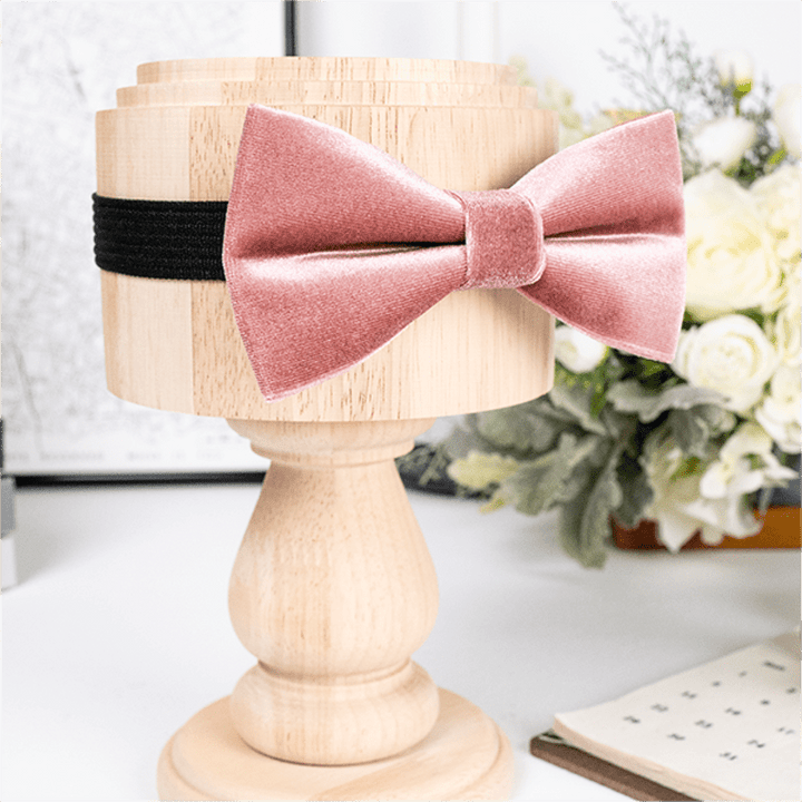 Men's Dusty Pink Solid Color Velvet Bow Tie - image 3