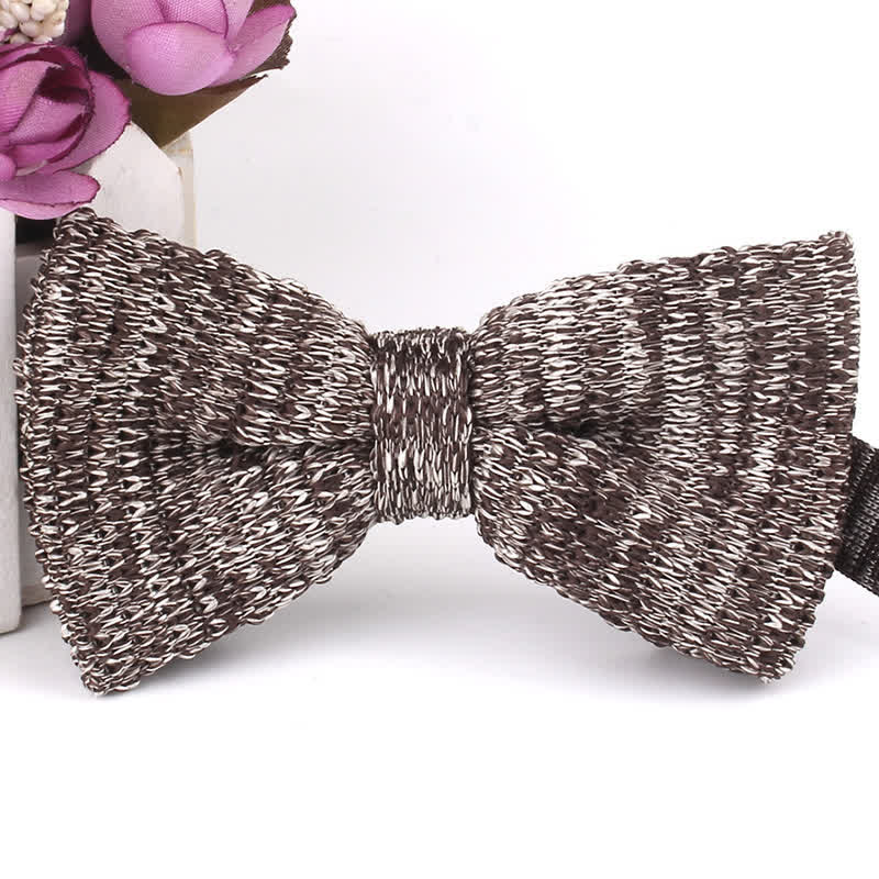 Men's Rustic Leisure Tie-dye Knitted Bow Tie - Brown - image 10