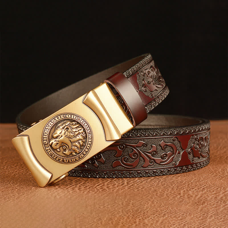 Men's Punk Lion Head Leather Belt - image 1