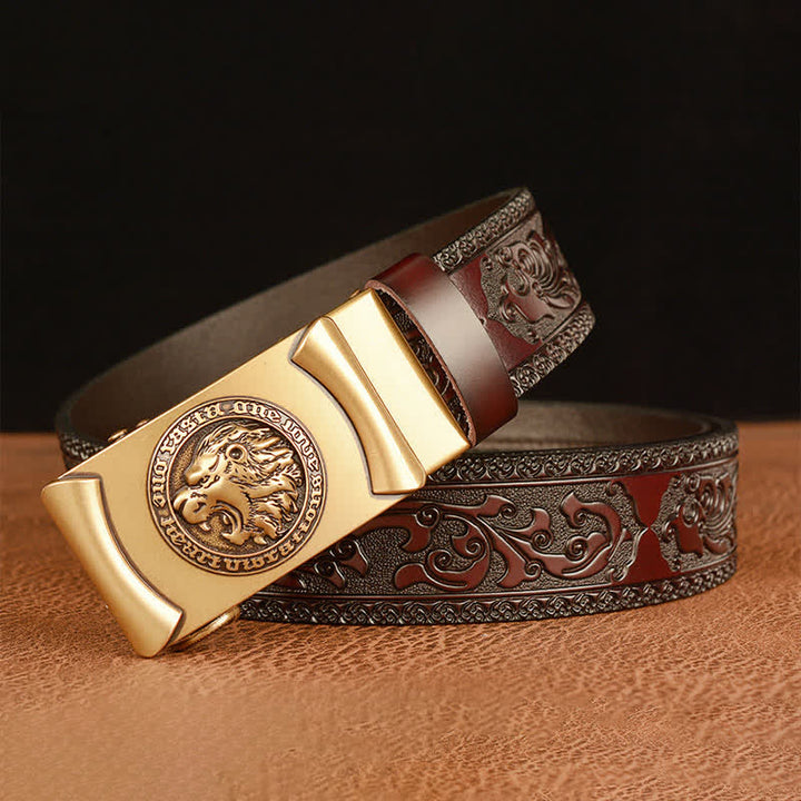 Men's Punk Lion Head Leather Belt - image 1