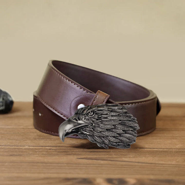 Men's DIY 3D Bald Eagle Head Buckle Leather Belt - Eagle Head - Brown PU Belt (40) - image 8