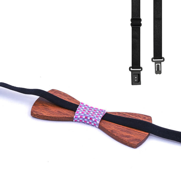 3Pcs Men's Snowflakes Pattern Christmas Wooden Bow Tie Set - image 5