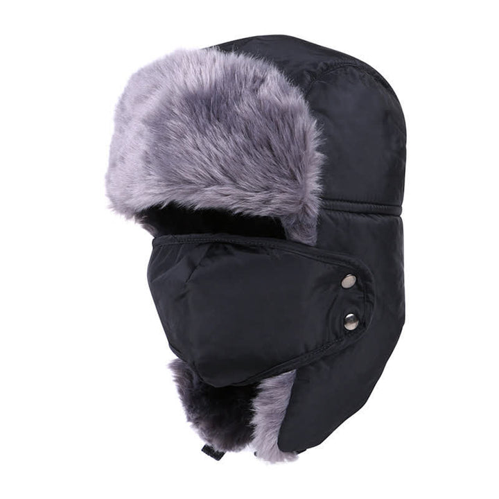 2Pcs Mountain Climbing Face Mask Trapper Hat Set - Black - Adjustable (22"-23 5/8") - image 3