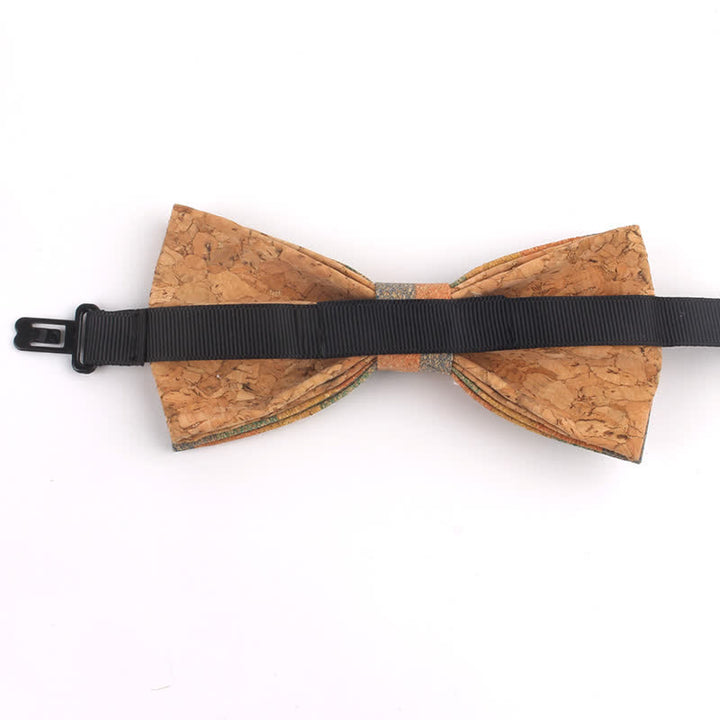 Men's Wood Grain Geometric Print Multi-Color Bow Tie - image 8