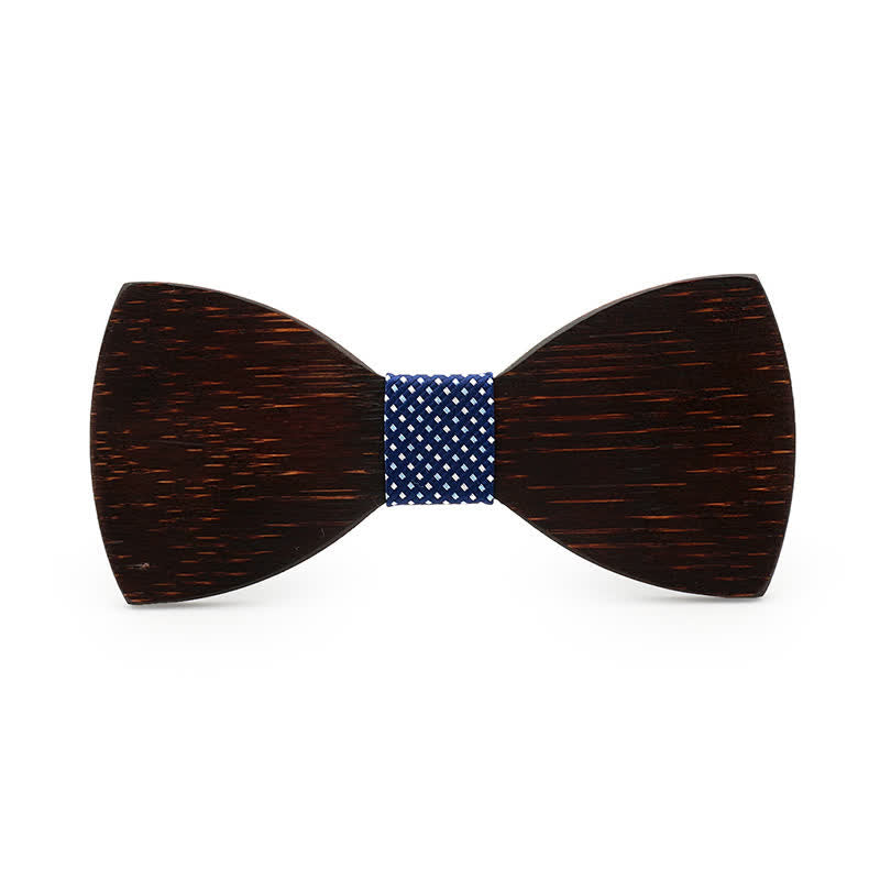 Men's Novelty Black Wooden Bow Tie - Navy - image 0