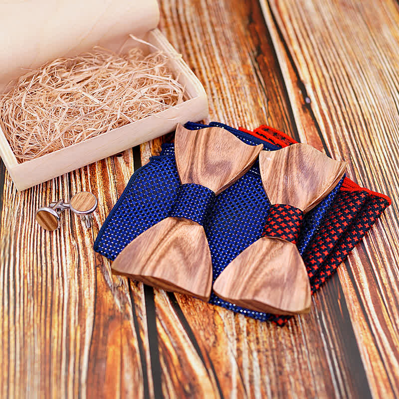 3Pcs Men's Classic Simple Wooden Bow Tie Set - image 3