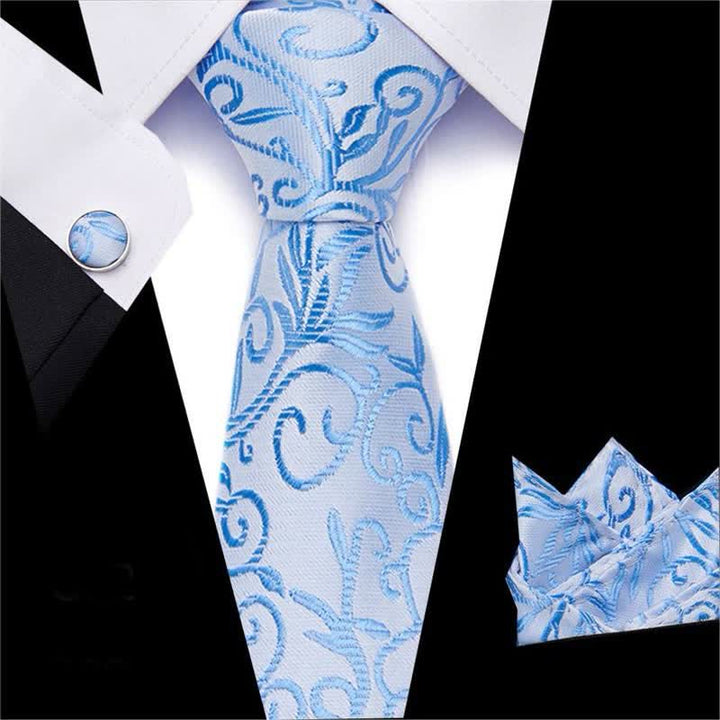 3Pcs Men's Twining Vine Necktie Set - SkyBlue - image 0