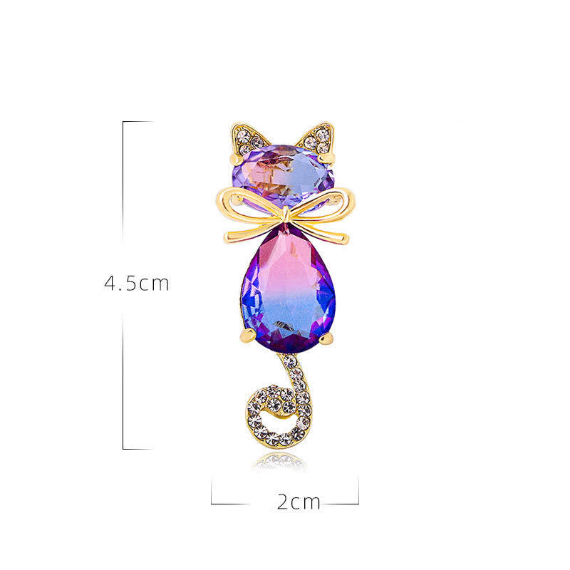 Women's Cute Kitty Rhinestone Brooch - image 7