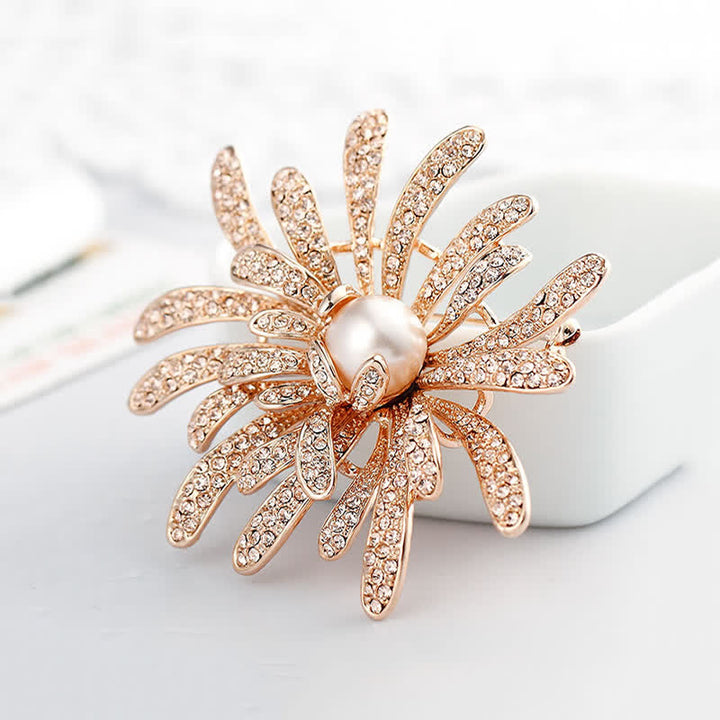 Women's Coralline Floral Pearl Brooch - Gold - image 0