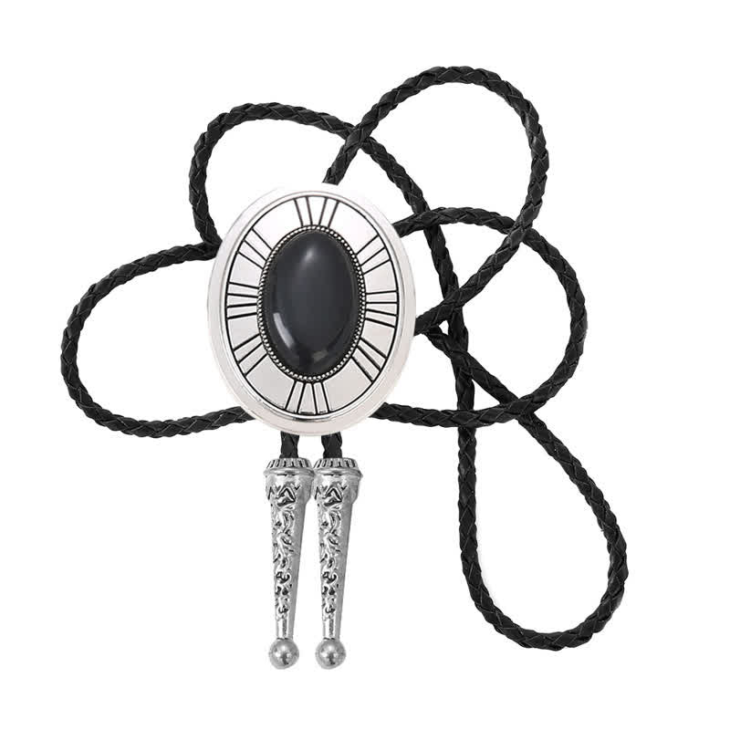 Oval Natural Agate Stone Medallion Bolo Tie - image 9