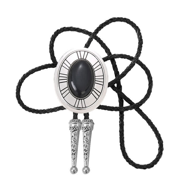 Oval Natural Agate Stone Medallion Bolo Tie - image 9