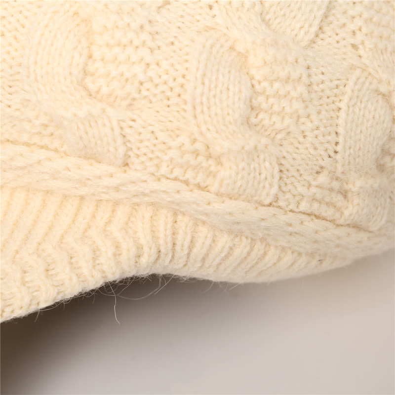 Women's Slouchy Fluffy Lining Visor Beanie Hat - image 5