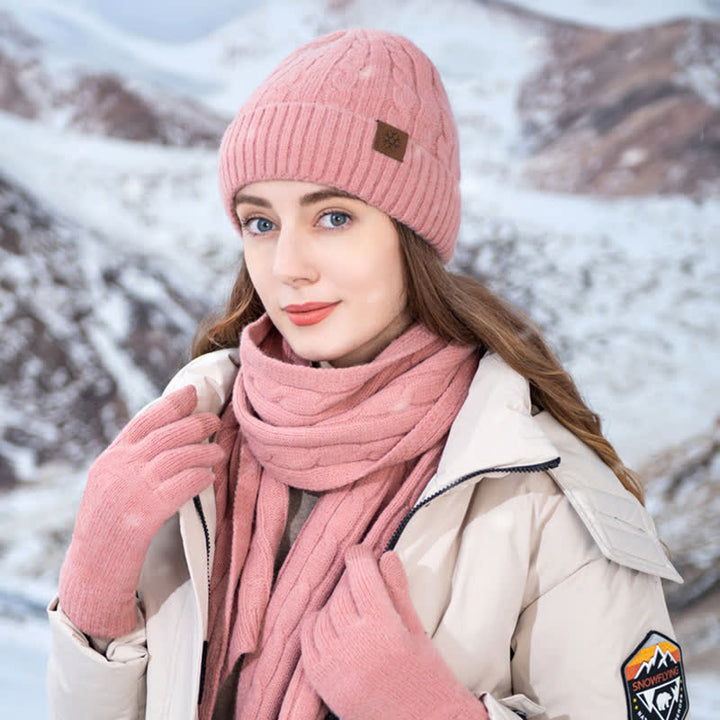 3Pcs Unisex Warm Hat Scarf Gloves Set - image 2