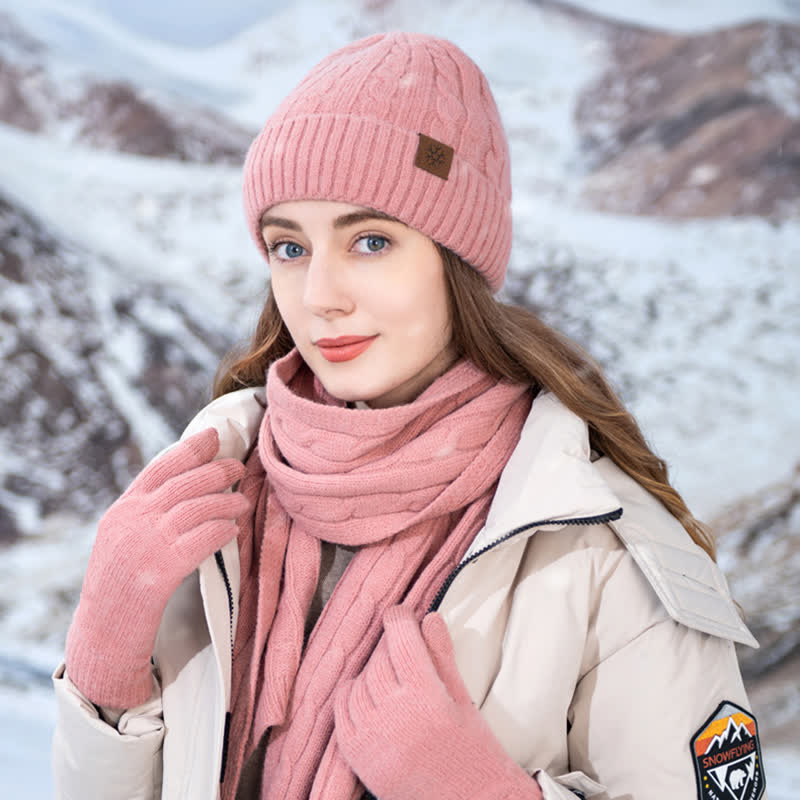 3Pcs Unisex Warm Hat Scarf Gloves Set - image 2