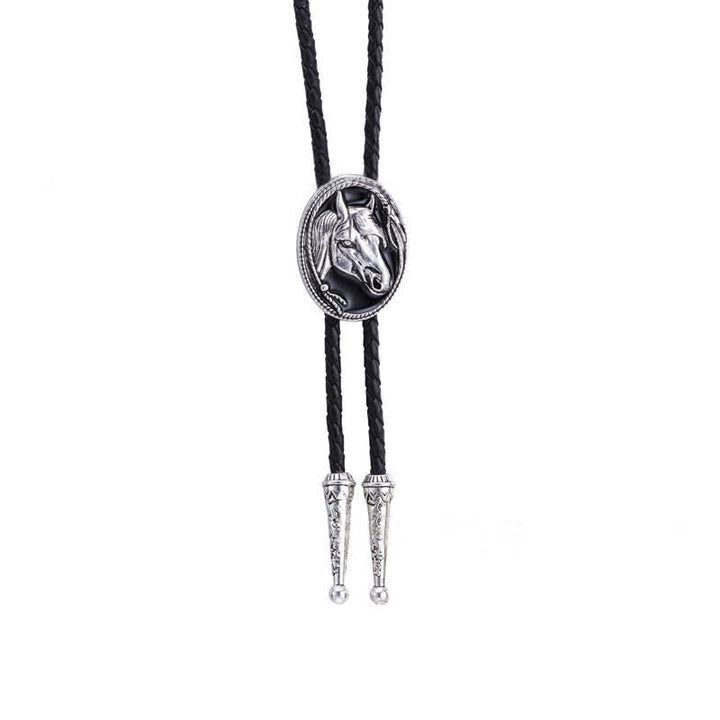 Western Ethnic Embossed Horse Head Bolo Tie - Horse - image 0