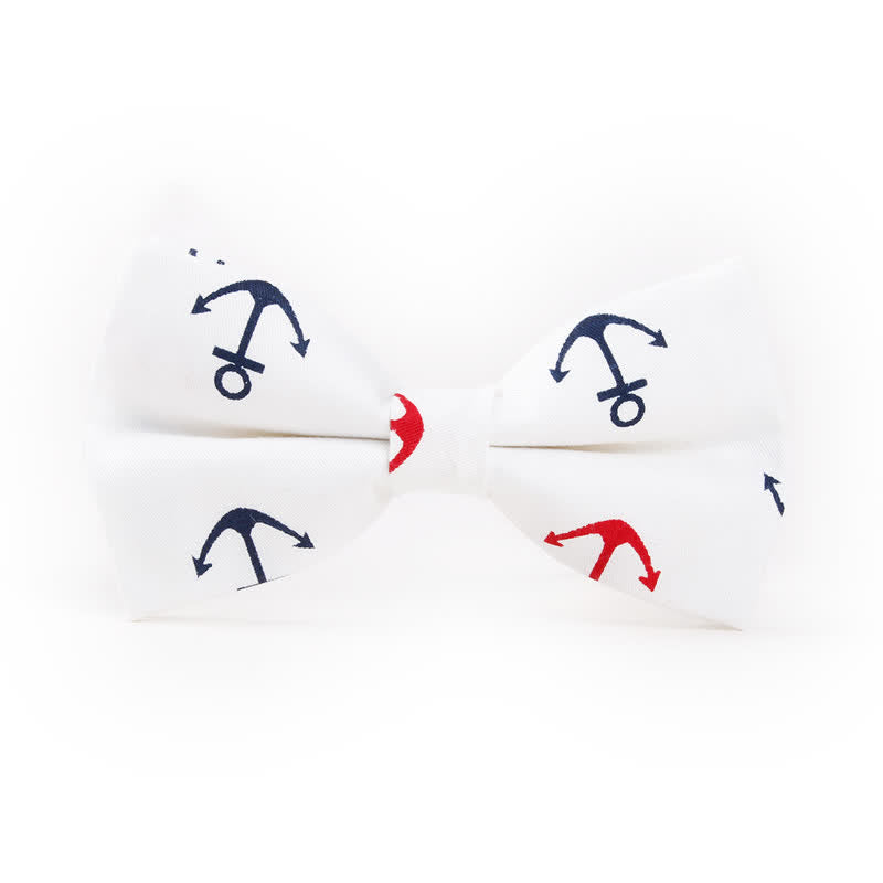 Men's Repeating Ship Anchor Motifs Bow Tie - White - image 6