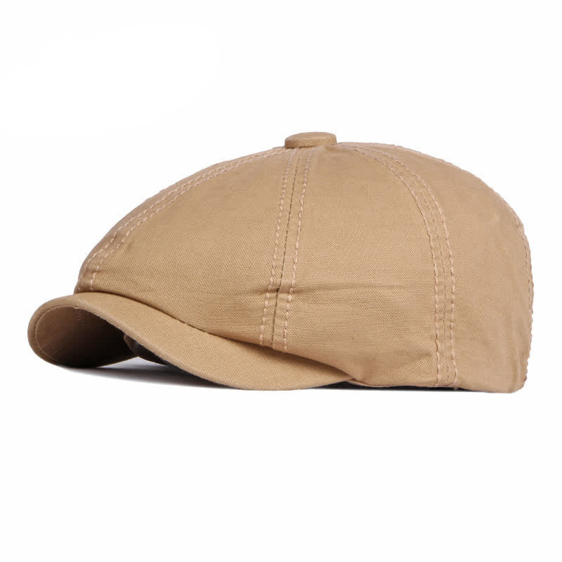 Casual Solid Color Cotton Daily Beret Cap - Dark Khaki - Adjustable (about 21 5/8"-23 5/8") - image 0